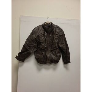 Architect Brown Leather Jacket Mens XL Full Zip Bomber Style Outerwear